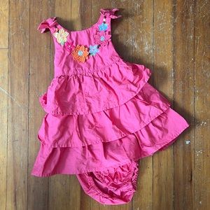 Bright pink dress and bloomers set. Never been worn! 18-24 months.